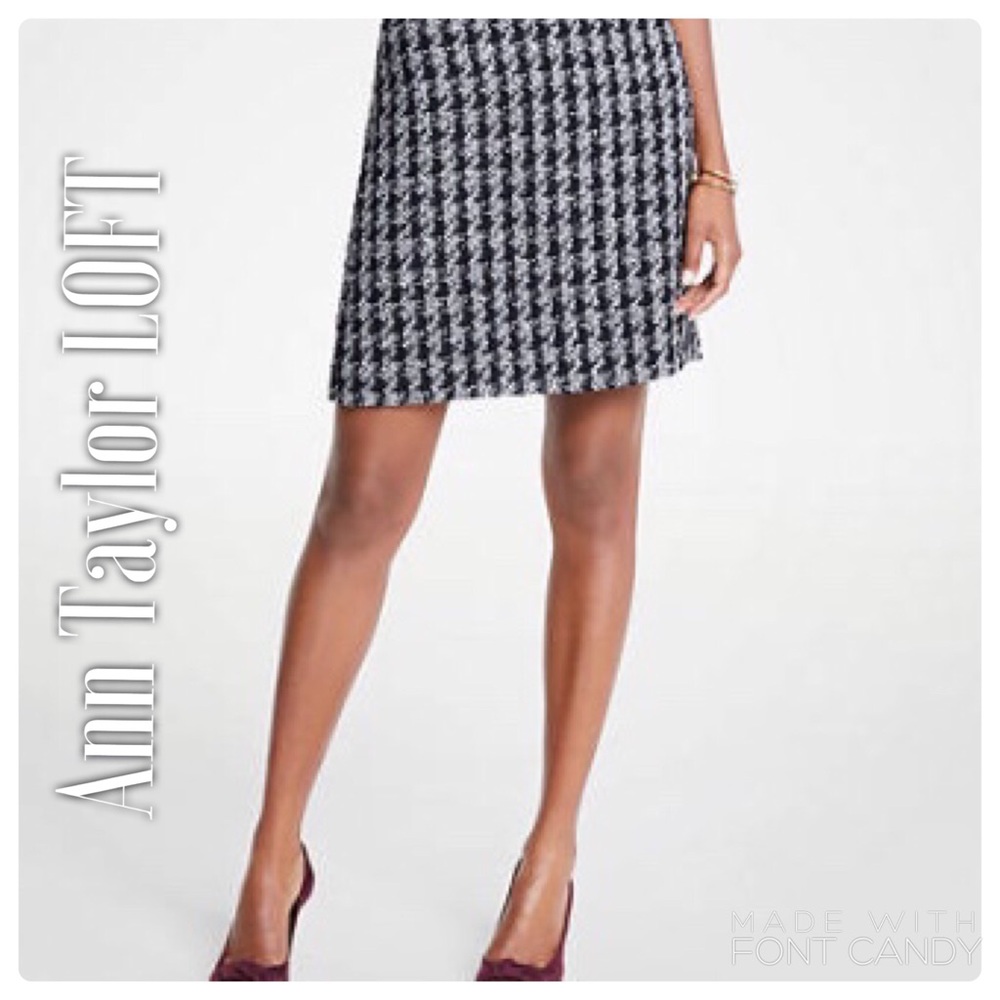 Ann Taylor LOFT Light/Dark Gray Houndstooth Skirt